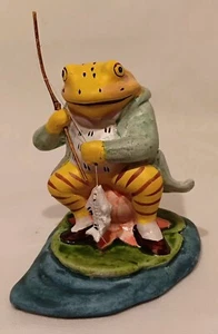 Mr. JEREMY FISHER with Fishing Pole & Fish 3" x 3" BEATRIX POTTER Figurine - Picture 1 of 6