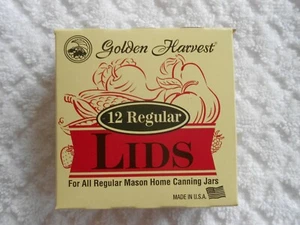 GOLDEN HARVEST Regular Canning Lids NEW IN BOX SEALED one box of 12 lids - Picture 1 of 3