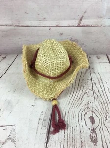 American Girl Doll Straw Western Cowboy Hat Used Excellent Condition Red Strap - Picture 1 of 12