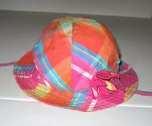 The Children's Place 0-6 Meses Niñas Forrado a Cuadros Correa Ajustable Sombrero Cubo - Imagen 1 de 3