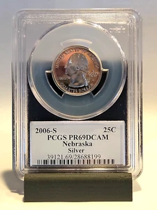 2006-S 25c State Quarter NEBRASKA PCGS PR69 DCAM 90% Silver - Picture 1 of 4