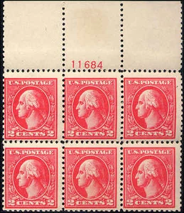 1920 Us Stamp #528A A140 2c Plate Block of 6 Type VI Catalogue Value $800 - Picture 1 of 1