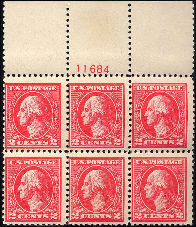 1920 Us Stamp #528A A140 2c Plate Block of 6 Type VI Catalogue Value $800 - Image 1 of 1