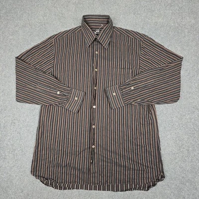 Camisa Ike Behar Para Hombres GRANDE Marrón Manga Larga Cuello Abotonado Informal Talla L Foto 1 de 4