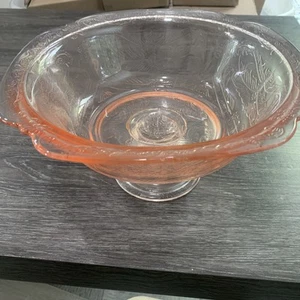 "Cuenco de vidrio de compota vintage rosa depresión Madrid 9,5"" diámetro X 5"" alto" - Imagen 1 de 6