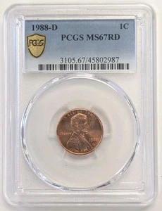 1988 D 1C Lincoln Cent, PCGS MS67RD #Z192 - Picture 1 of 2