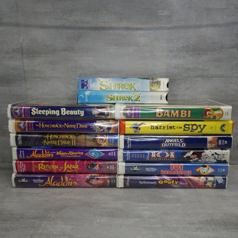 Disney VHS Lot of 14 Kids Bundle Aladdin 101 Dalmatians Hunchback of Notre Dame - Image 1 of 4