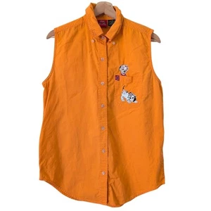 Disney 90s Vintage 101 Dalmatians Embroidered Sleeveless Button Up Shirt Size M - Picture 1 of 8