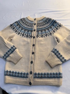 Cárdigan suéter de lana tejido a mano diseño noruego de colección Fair Isle patrón nórdico - Imagen 1 de 14