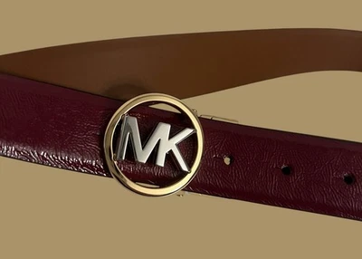 Michael Kors Belt Leather Twist Reversible Burgundy & Brown Size Small NWT - Image 1 of 4