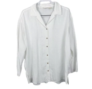 J.Jill Women Size L White Linen Button Down Tunic Shirt Top Vintage - Picture 1 of 4