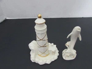 Lenox Leuchtturm und Schweinswal/Delfin Figur (EUC) - Bild 1 von 1