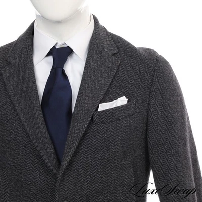 FALL ESSENTIAL Fay Made in Italy Charcoal Herringbone Tweed 5 Pocket Jacket 50 - Immagine 1 di 4