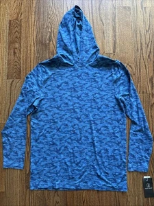 NEW PGA Tour Men's Medium Blue Grouper Heather Camo Print Lightweight Hoodie NWT - Picture 1 of 13