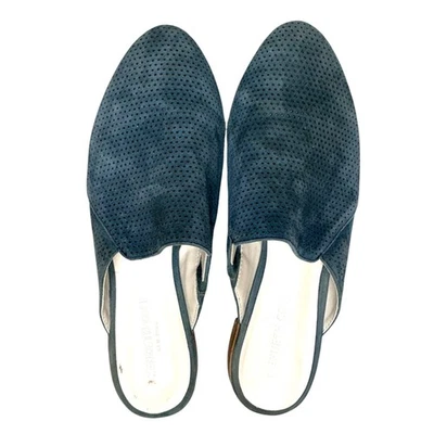 Zapatos Mules Kenneth Cole Rubie 8.5M Azul Gamuza Perforada 2017 Puntera Almendra Plana Foto 1 de 4