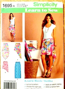 New Simplicity 1695 Misses 4 Hem Variations Pull-on Skirts Sz 6-8-10-12-14-16-18 - Picture 1 of 12