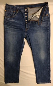 Levis Jeans W32 L26 Mens Premium Denim Blue 501 Button Fly 32x26 medium wash - Picture 1 of 13