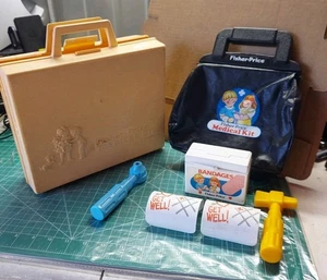 Vtg 1977, 87 FISHER PRICE Medical Kit Bag And Accessories - Picture 1 of 8