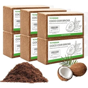 VIVOSUN 1.4 lbs. Organic Compressed Coconut Coir Brick Coconut Fiber (6-Pack) - Picture 1 of 6