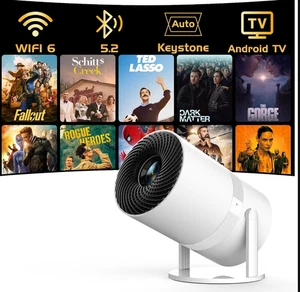 Panseba Smart Mini Projector 4K, WiFi6, BT5.2, Auto Keystone, Android TV - Picture 1 of 7