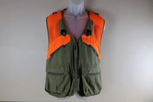 Cabelas Hunting Vest Mens L Khaki Olive Orange Safety Game Pockets Bird Duck - Picture 1 of 15