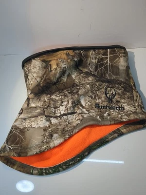 Realtree  Camo Fleece Neck Gaiter Hunt Gear Blaze Orange Reverseable - Image 1 of 4