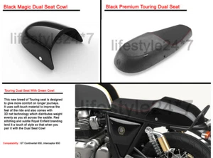Royal Enfield GT & INT & Interceptor 650 Touring Dual Seat With Cowl Black - Picture 1 of 5
