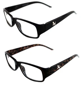 Gafas para hombre pequeñas lentes transparentes rectangulares de diseño semental plateado caballo - Imagen 1 de 24