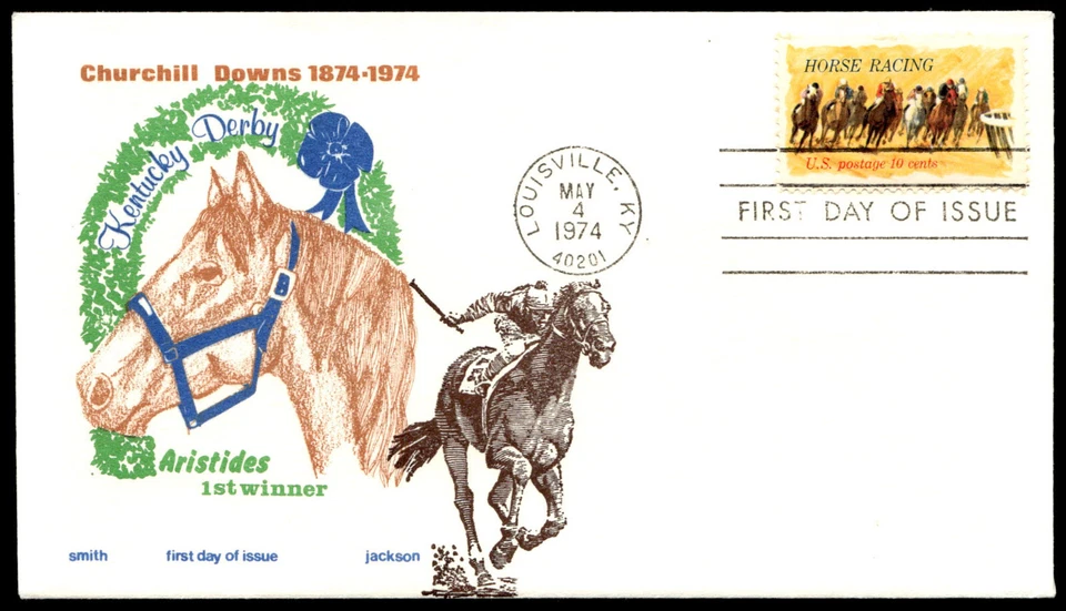 1974 Horse Racing FDC Kentucky Derby Aristides Winner Smith-Jackson Cachet - Image 1 of 2