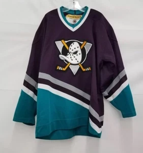 Vintage 90s Koho NHL Anaheim Mighty Ducks Purple Hockey Jersey Youth L/XL Disney - Picture 1 of 3