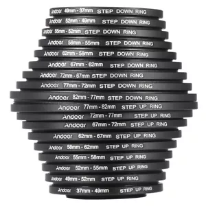 Andoer 18pcs 37-82mm Step Up / Step Down Lens Filter Metal Adapter Ring Kit S0L3 - Picture 1 of 9
