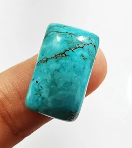 Certified 16.60 Ct Natural Beautiful Tibetan Turquoise Cushion Cabochon Gemstone - Picture 1 of 5