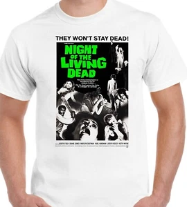 Camiseta retro de la noche de los muertos vivientes de los años 60 película de terror zombis clásicos - Imagen 1 de 3