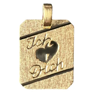 Anhänger Gravur Platte mit Gravur Ich liebe Dich matt 333 Gold Kette  Gravur - Picture 1 of 9