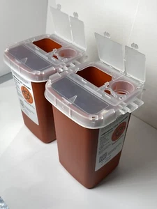 Lote de 2 - Contenedor de agujas afiladas con tapa 8900SA, 1 Qt tamaño 6,25""x4,25"" tapa roja/transparente - Imagen 1 de 7
