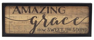 Amazing Grace Hymn Farmhouse Sign Rustic Shelf Sitter Home Decor Wall Art Print - Image 1 of 2