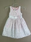 Jessica Ann Girls Dress Size 6 Pink With White Lace Overlay White Sash Excellent