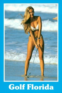 Postcard Golf Florida Blonde Bikini Model Pinup Beach Ocean A1415 - Picture 1 of 2