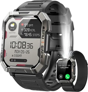 Montre Connectée Militaire pour Homme | 2,01'' Call Watch, Boussole, 100+ Sports, 2 Bracelets - Photo 1 sur 7