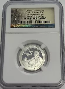 2021 S NGC PF69 ULT CAMEO PROOF SILVER LIMITED EDITION TUSKEGEE AIRMAN QUARTER - Picture 1 of 3