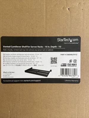 Startech 10” Vented Cantilever Shelf for Server Racks Cabinets 1U - Image 1 of 2