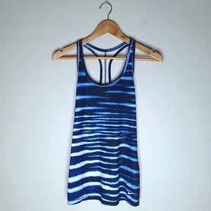 NIKE - Size M blue watercolour stripe sleeveless tank top DriFit gym activewear - Picture 1 of 4