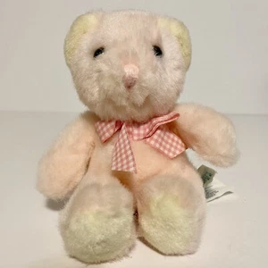 Russ Pink Teddy Bear Plush Plaid Ribbon Bow Stuffed Animal Baby Girl Lovey 5” - Picture 1 of 7