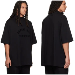 NEW Fear of God Men’s Essentials Black Mockneck Short Sleeve Oversized Tshirt M - Picture 1 of 10
