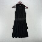 Anthropologie Sloane Rouge Dress Womens Medium Black Tiered Accordion Pleated
