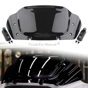 Glossy Black 10" Windshield Windscreen w/Bracket for Harley Street Glide FLHX 24 - Picture 1 of 24