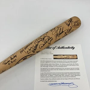 1996 New York Yankees World Series Champs Team Signed Bat Derek Jeter PSA DNA - Picture 1 of 15