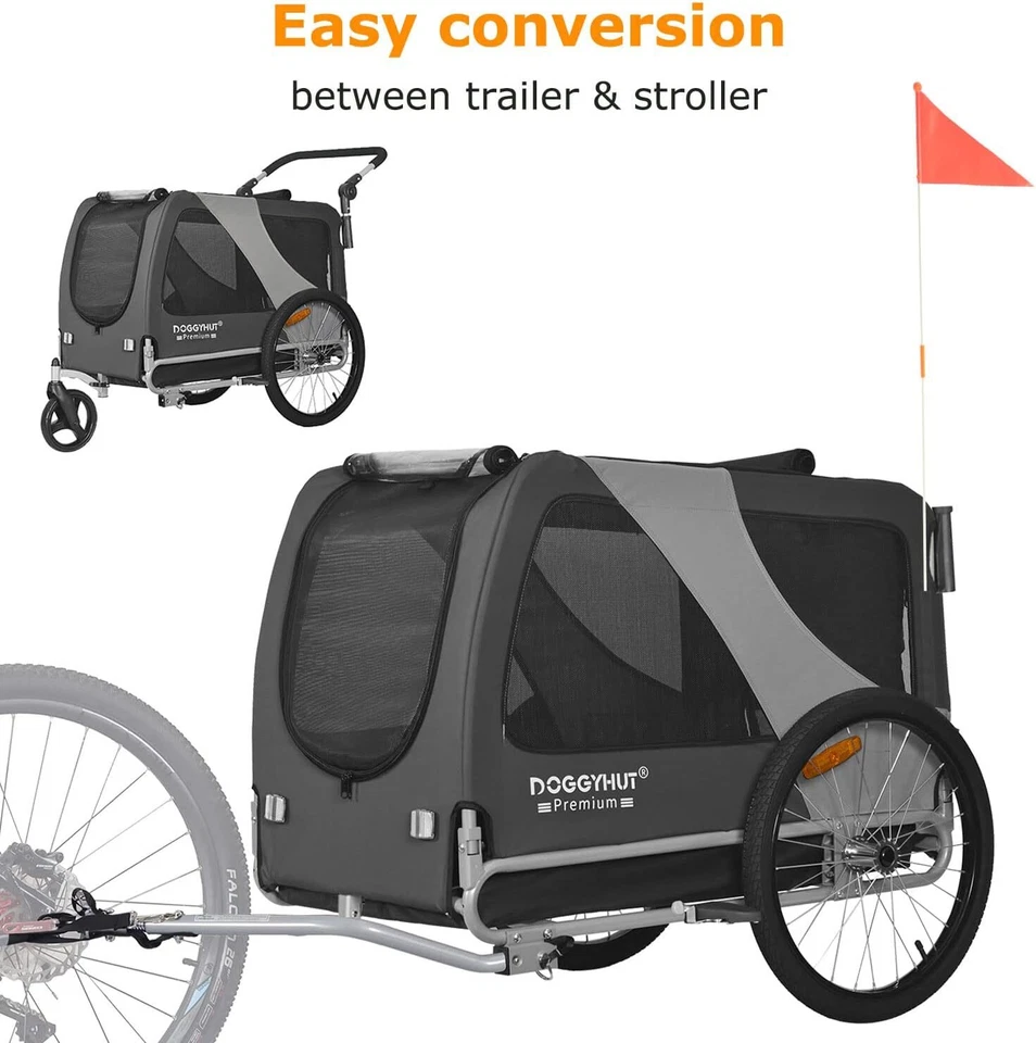 Doggyhut XL Pet Bike Trailer & Stroller for Dogs Up to 45kgs Parking Brakes - Image 1 of 4