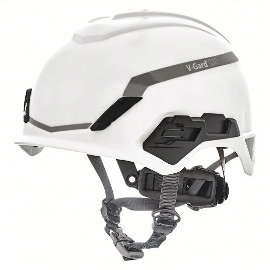 MSA 10194791 V-gard H1 Safety Helmet Novent Color White Fas-trac III Pivot