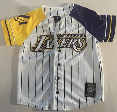 Los Angeles Lakers Button Up NBA Baseball Style Shirt Kids Sz 8 - Image 1 of 4